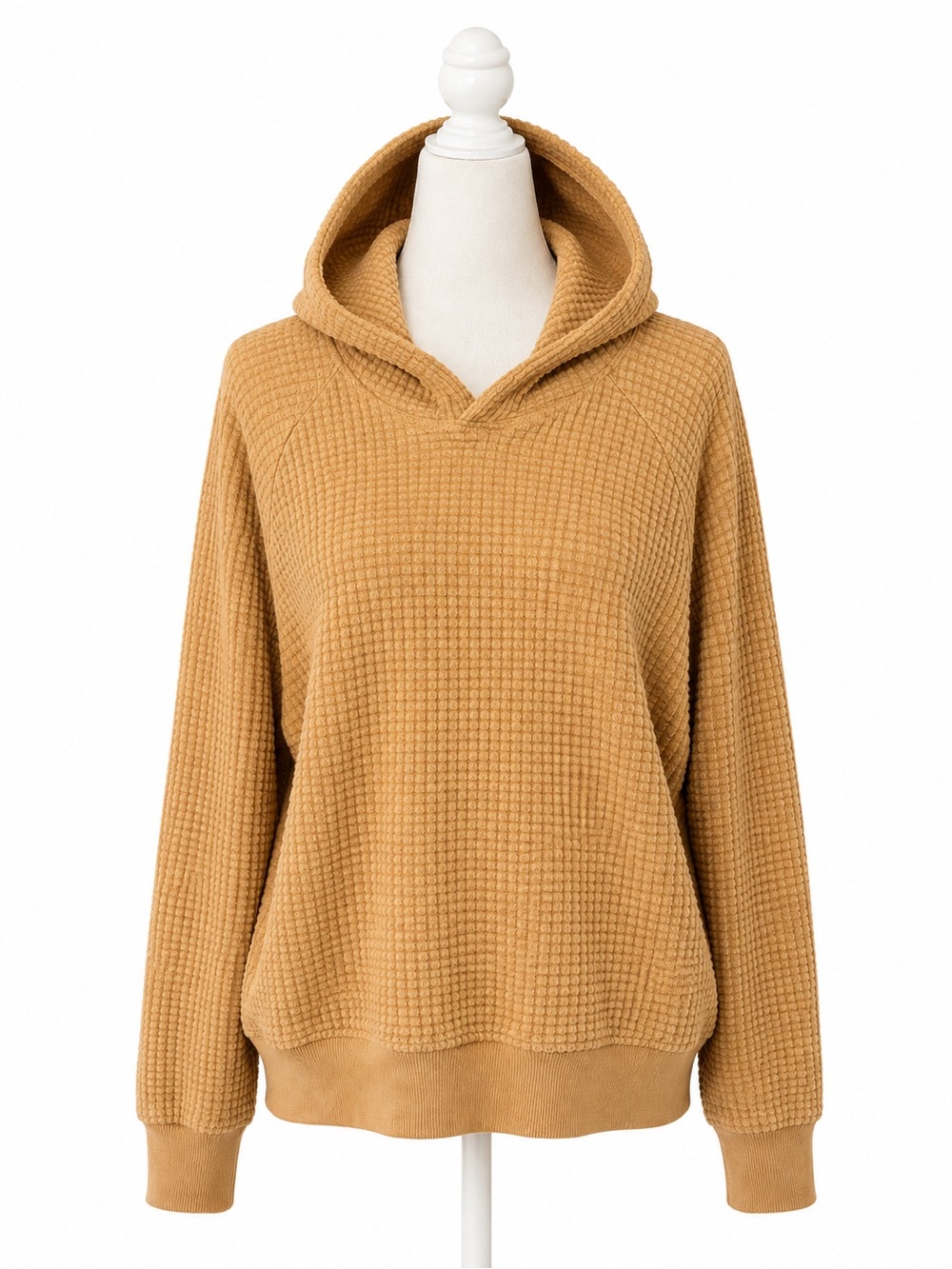 The North Face Hoodie Womens M Waffle Knit Pullover Tan Neutral Cozy Casual